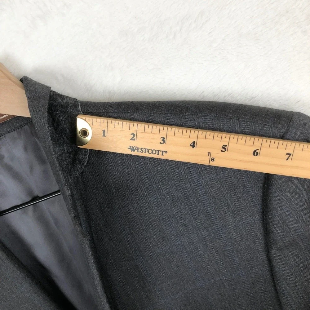 PETER MILLAR Windowpane 100% Wool Jacket 44R Charcoal Gray Blazer Coat Canada